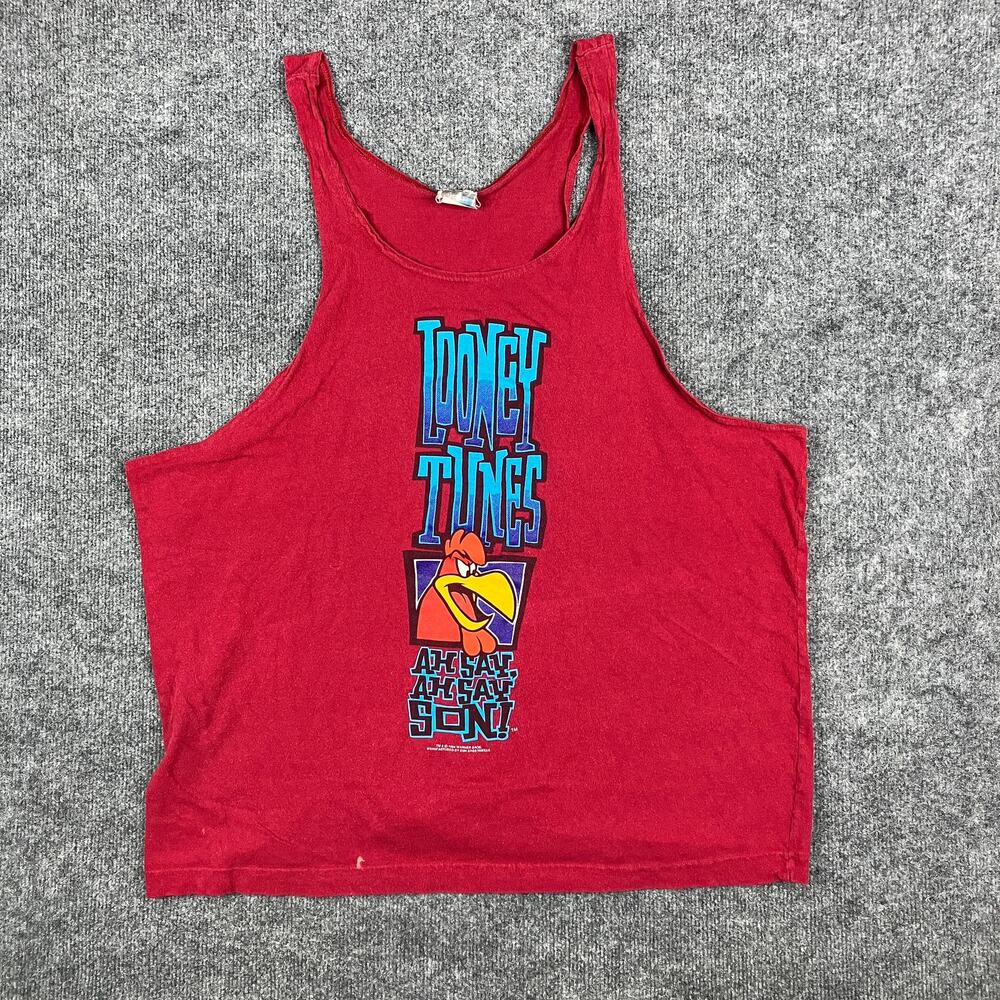 Sun Tank Top Mens Size 3XL Red Looney Tunes Foghorn Leghorn Graphic Cartoon Tee